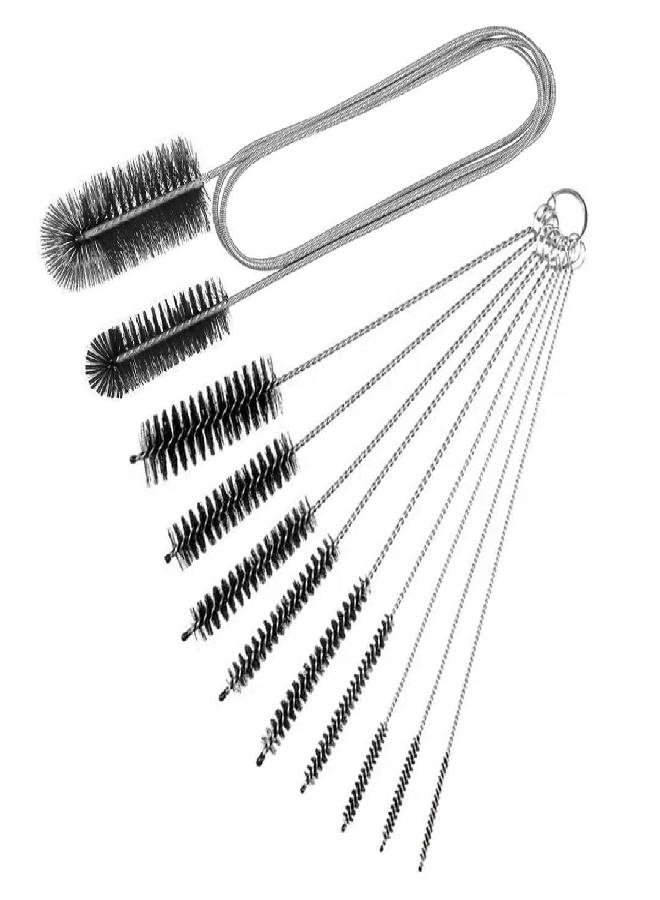 CANIPHA 10Pcs Flexible Drain Brush and Straw Cleaner Brush Set,Pipe Cleaners Brush,61Inch Stainless Steel Double-Ended Hose Brush and 8.2Inch Nylon Long CPAP Tube Cleaning Brush for Home Kitchen Sink Plumbing - Image 1