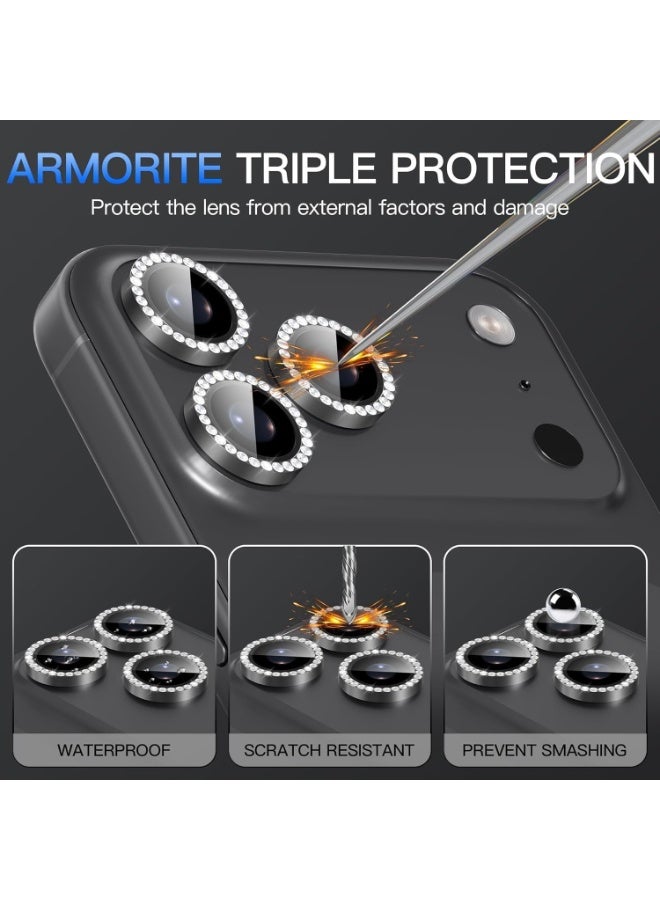 Muzz حامي عدسة الكاميرا متوافق مع آيفون 17 برو/17 برو ماكس زجاج مقسى 9H غطاء كاميرا مع زخرفة حلقة معدنية، واقي شاشة مقاوم للخدش آيفون 17 برو/17 برو ماكس (رمادي) - Image 3