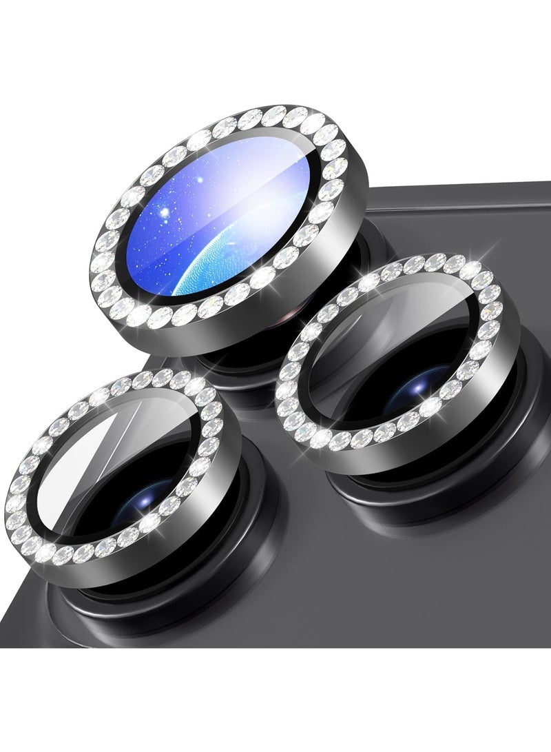 Muzz حامي عدسة الكاميرا متوافق مع آيفون 17 برو/17 برو ماكس زجاج مقسى 9H غطاء كاميرا مع زخرفة حلقة معدنية، واقي شاشة مقاوم للخدش آيفون 17 برو/17 برو ماكس (رمادي) - Image 1