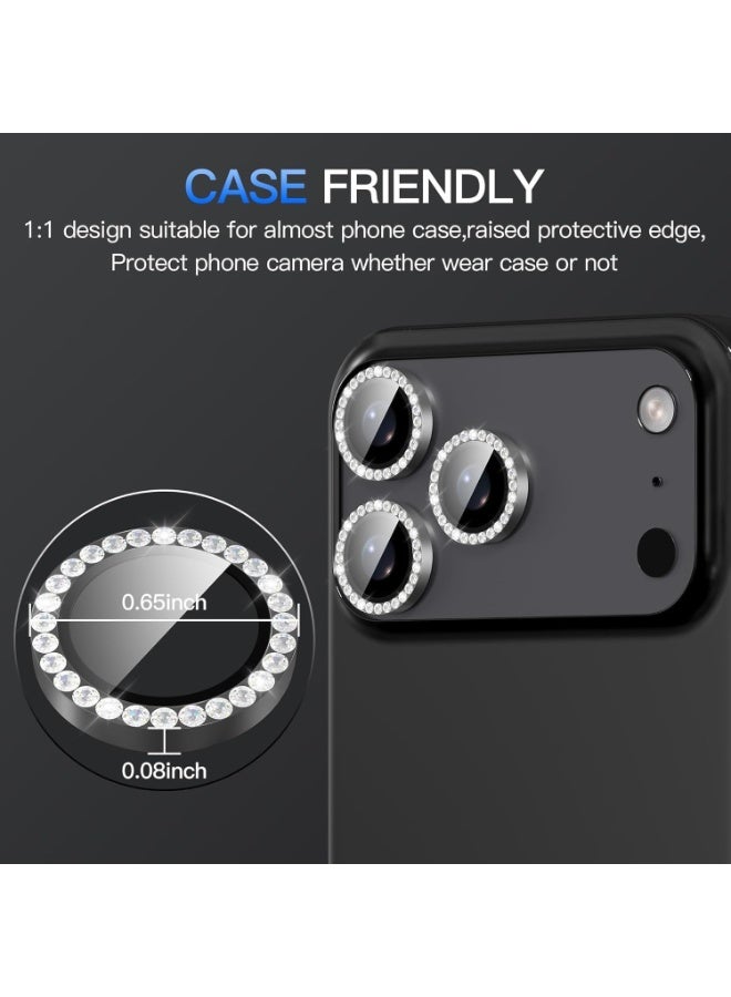 Muzz حامي عدسة الكاميرا متوافق مع آيفون 17 برو/17 برو ماكس زجاج مقسى 9H غطاء كاميرا مع زخرفة حلقة معدنية، واقي شاشة مقاوم للخدش آيفون 17 برو/17 برو ماكس (رمادي) - Image 2