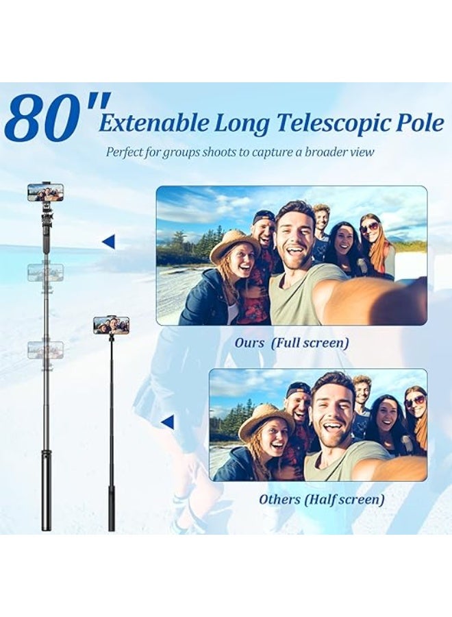 80-Inch Phone Tripod with Remote and Dual Lights – All-in-1 Selfie Stick Tripod Stand, 360° Rotating, Portable Travel Tripod for iPhone, Android, GoPro, Camera - Image 5