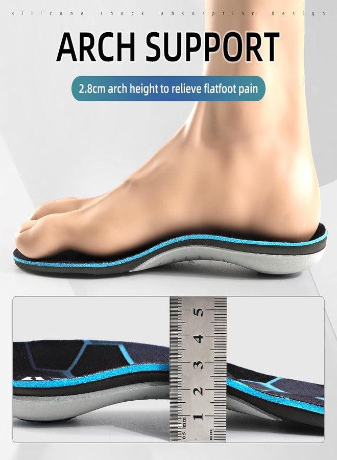 XINIFOOT نعال XINIFOOT الداعمة لقوس القدم العالي، نعال تقويمية للجري لتخفيف آلام قوس القدم - الانحراف الداخلي للقدم - ألم مشط القدم، نعال داخلية لالتهاب اللفافة الأخمصية للرجال (أزرق، زوج واحد) - Image 4