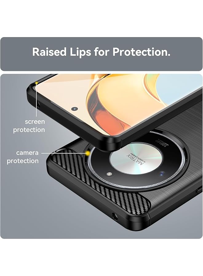 erorex 1+2 Case For Honor X9A 5G With Tempered Glass Screen Protector 2 Pcs Soft Shockproof Ultra Slim Super Light Phone Cover For Honor X9A Black - Image 2