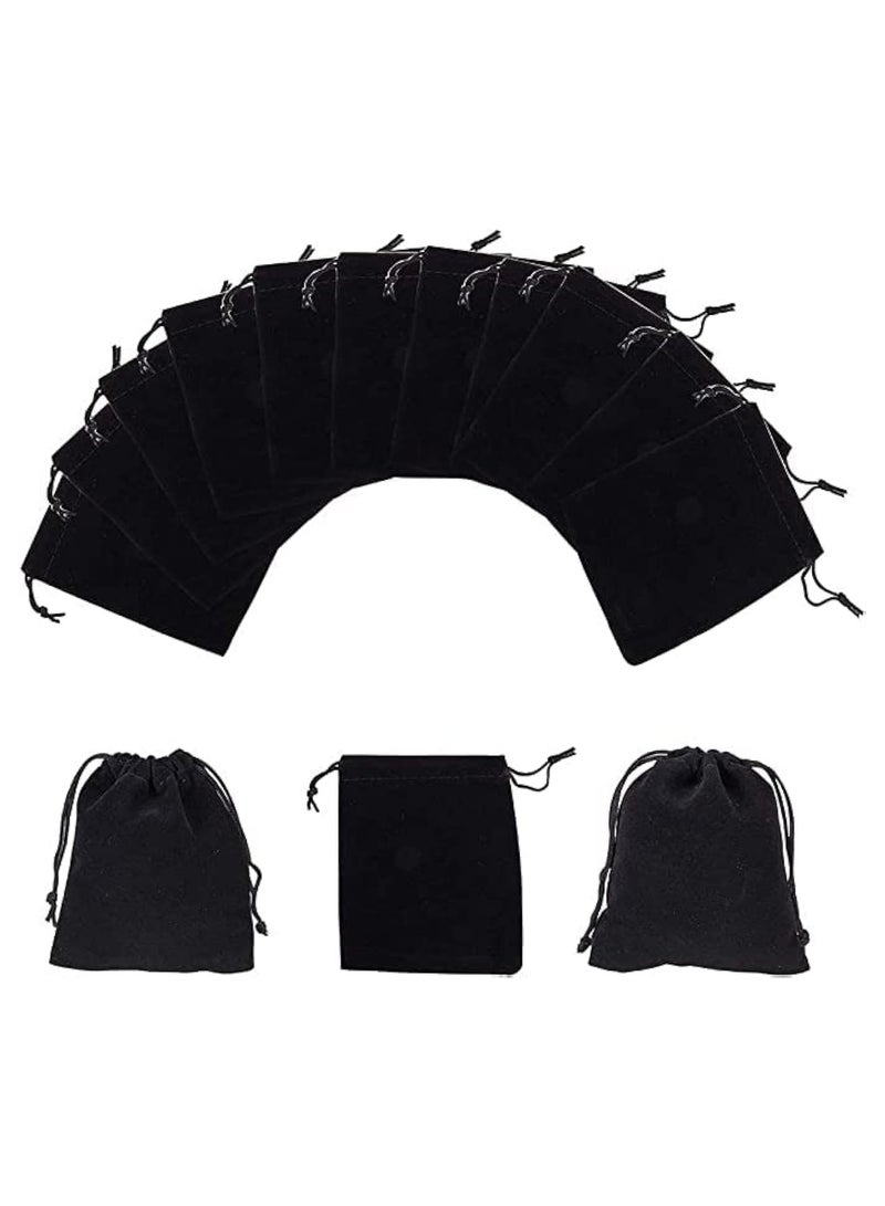 MARKQ Velvet Gift Bags 12 x 16 cm Drawstring Jewelry Pouches for Candy Wedding Party Favor Valentine Day Bags Black | 12 Bags - Image 1