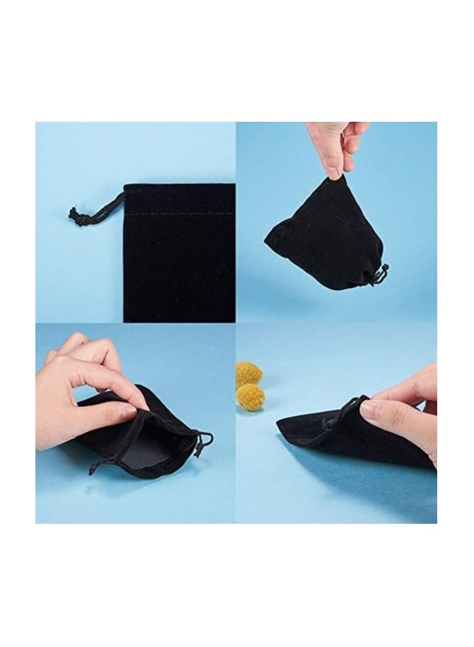 MARKQ Velvet Gift Bags 12 x 16 cm Drawstring Jewelry Pouches for Candy Wedding Party Favor Valentine Day Bags Black | 12 Bags - Image 3