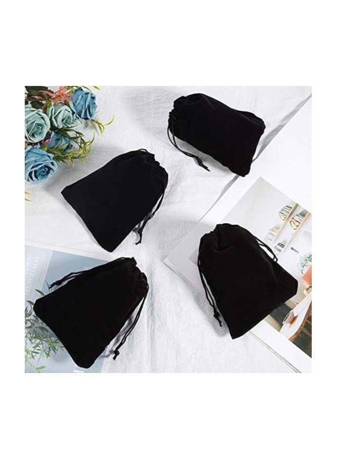MARKQ Velvet Gift Bags 12 x 16 cm Drawstring Jewelry Pouches for Candy Wedding Party Favor Valentine Day Bags Black | 12 Bags - Image 5
