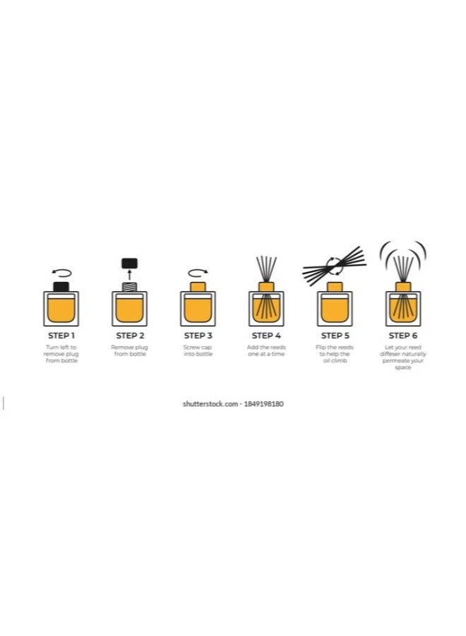 آيفيل مجموعة ناشرات روائح ريد مكونة من 6 قطع، فانيليا، ليمون، بطيخ، فراولة، خوخ، عطر منزلي يدوم طويلاً 6 × 120 مل - Image 2