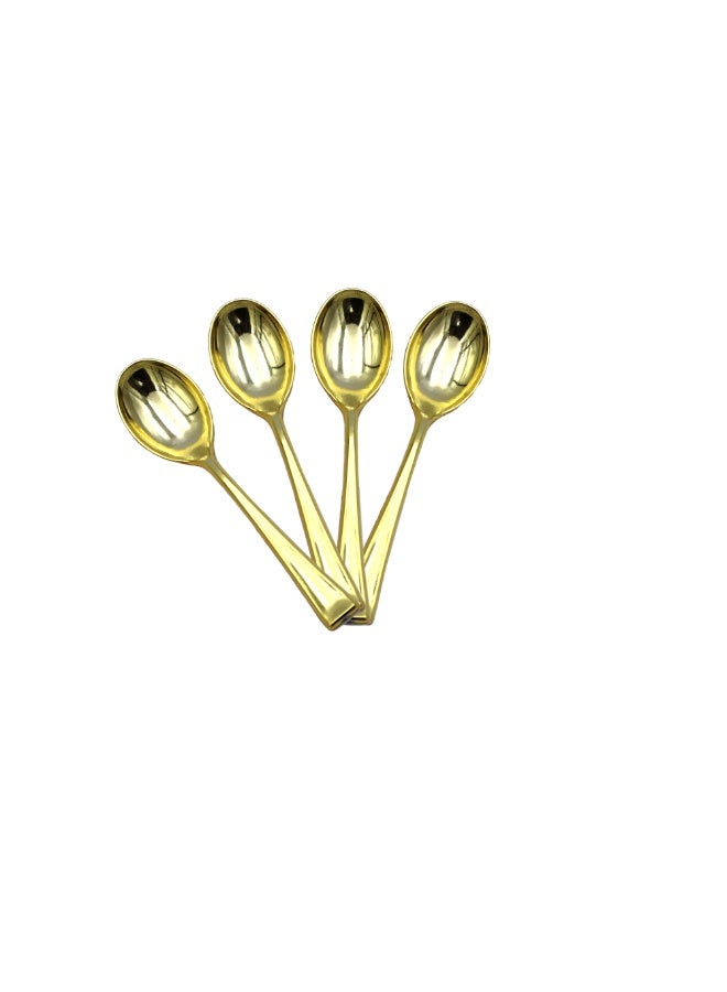 IDEAL PACK Golden Colour Plastic Mini Spoons for Tea, Ice Creamteel Coffee & Dessert Spoons, Reusable Small Gold - Image 5