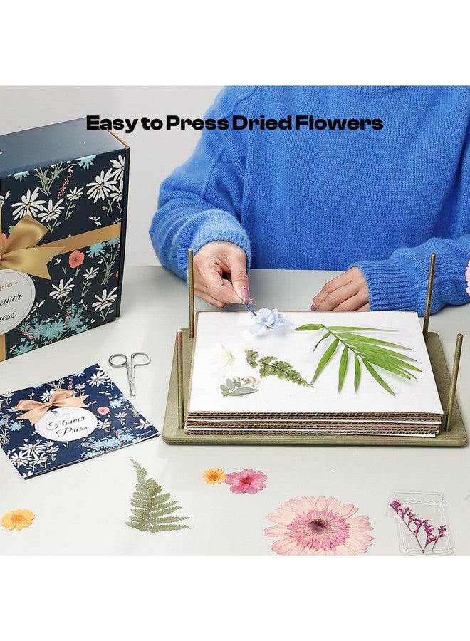 Caydo Caydo Flower Press Kit, 12 x 8.5 inches Flowers Pressing Kit, 8 Layers Pressed Flowers with Blotting Papers and Tools, Bouquet Preservation for Flower Drying, DIY Art, Bookmark, Gift, Craft - Image 2