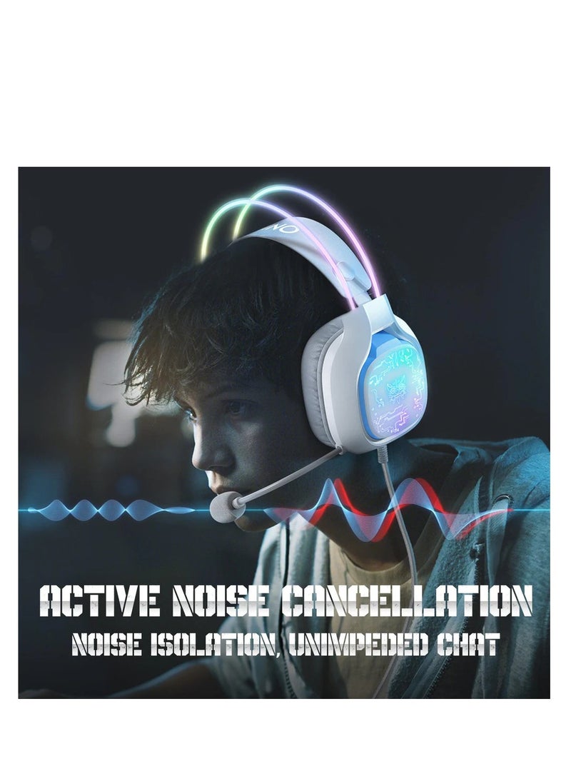 onikuma X22 Gaming Headset,Over-Ear Gaming Wired Headphones For PS4/PS5/XOne/XSeries/NSwitch/PC,White - Image 5