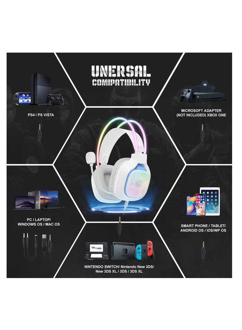 onikuma X22 Gaming Headset,Over-Ear Gaming Wired Headphones For PS4/PS5/XOne/XSeries/NSwitch/PC,White - Image 3