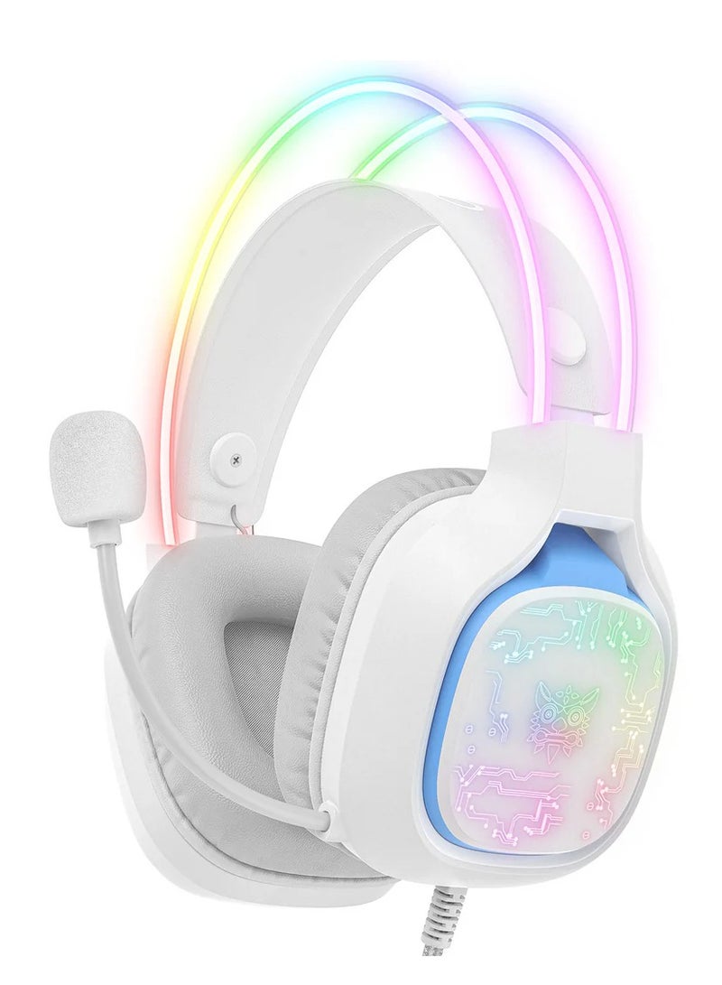 onikuma X22 Gaming Headset,Over-Ear Gaming Wired Headphones For PS4/PS5/XOne/XSeries/NSwitch/PC,White - Image 1