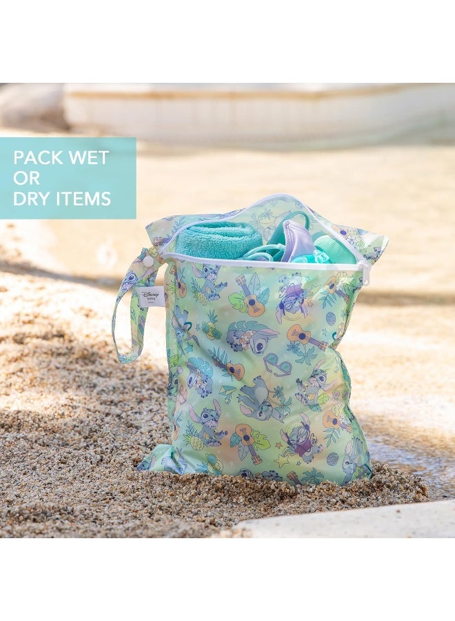 Bumkins - Waterproof Wet Bag & Clear Travel Bags - For Beach, Baby, Travel, Swim Suit, Cloth Diapers, Pump Parts, Pool, Gym, Toiletries - Reusable & Easy to Clean - Disney Stitch - 4 Pack - Image 3