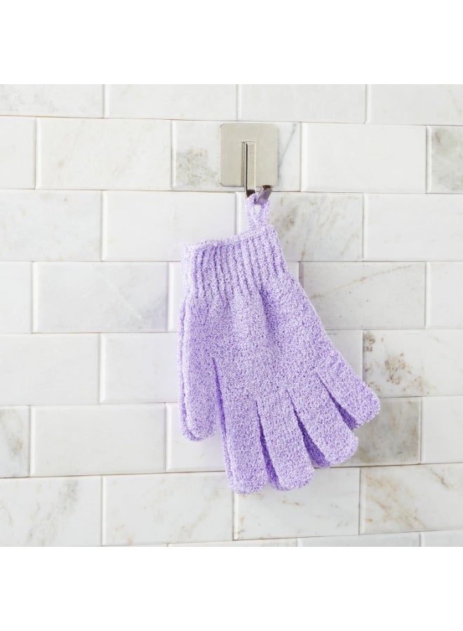 4 Pairs Body Exfoliating Gloves, with Hanging Loop，Bath Scrub Wash Mitt for Women, Men, Spa, Massage (Pink, Purple, Blue, Beige) - Image 2