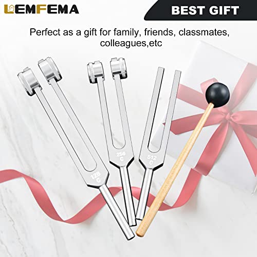 Lemfema Tuning Forks Set- 128Hz, 256Hz, 512Hz, Body Tuning Forks Perfect for Sound Chakra Set,Musical Instrument, Therapy, Silver - Image 5