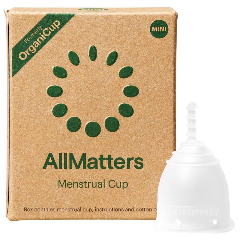 AllMatters كوب الحيض من AllMatters OrganiCup - الحجم الصغير - صديق للبيئة، حل دوري قابل لإعادة الاستخدام - متفوق على الفوط والتامبون - مناسب للتدفق الخفيف إلى الثقيل - Image 1