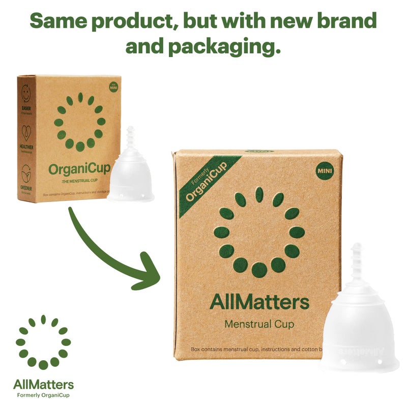 AllMatters كوب الحيض من AllMatters OrganiCup - الحجم الصغير - صديق للبيئة، حل دوري قابل لإعادة الاستخدام - متفوق على الفوط والتامبون - مناسب للتدفق الخفيف إلى الثقيل - Image 2