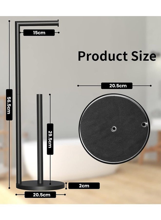 Aikenn Bathroom Paper Towel Holder Bathroom Toilet Paper Holder Stand Paper Towel Storage Rack Floor-Standing Roll Holder Single-Pole Stainless Steel Paper Towel Holder Bathroom Floor-Standing Paper Towel Holder Punch-Free Paper Towel Holder Black  - Image 1