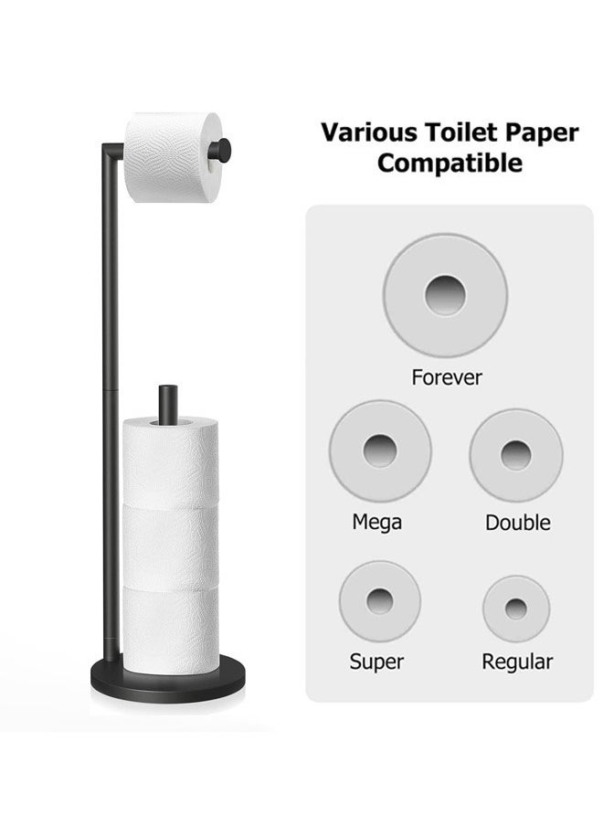 Aikenn Bathroom Paper Towel Holder Bathroom Toilet Paper Holder Stand Paper Towel Storage Rack Floor-Standing Roll Holder Single-Pole Stainless Steel Paper Towel Holder Bathroom Floor-Standing Paper Towel Holder Punch-Free Paper Towel Holder Black  - Image 3
