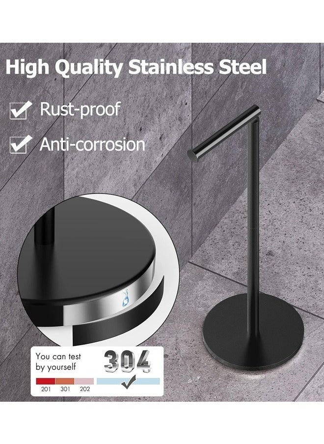 Aikenn Bathroom Paper Towel Holder Bathroom Toilet Paper Holder Stand Paper Towel Storage Rack Floor-Standing Roll Holder Single-Pole Stainless Steel Paper Towel Holder Bathroom Floor-Standing Paper Towel Holder Punch-Free Paper Towel Holder Black  - Image 4