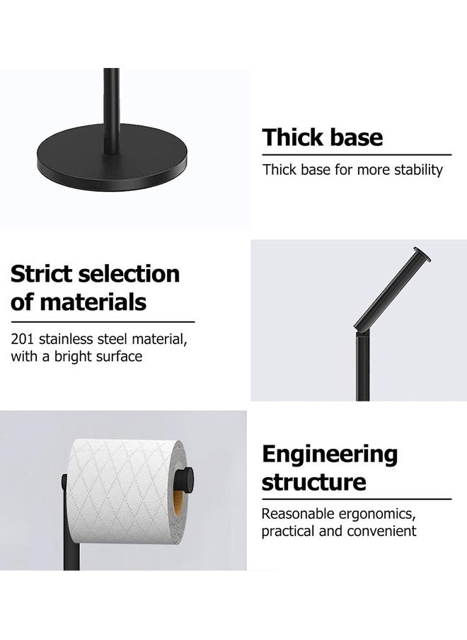 Aikenn Bathroom Paper Towel Holder Bathroom Toilet Paper Holder Stand Paper Towel Storage Rack Floor-Standing Roll Holder Single-Pole Stainless Steel Paper Towel Holder Bathroom Floor-Standing Paper Towel Holder Punch-Free Paper Towel Holder Black  - Image 5