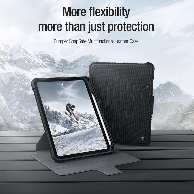 Nillkin Bumper Snapsafe Pu Leather Case Designed For Apple Ipad 10/10.9 2022, Pen Holder/Shockproof/Detachable Case/ 360-Degree Rotary/Rear Camera Slide Cover - Blue - Image 5