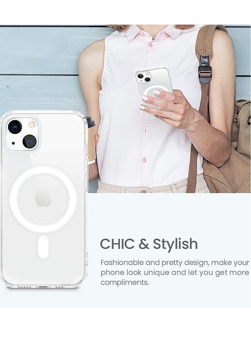 Raxoom Clear Case Compatible with iPhone 13 Case, Magnetic Case with Built-in Magnets Compatible with MagSafe, Crystal Clear [Yellow Resistant] Slim Soft TPU Bumper Cover - Image 3