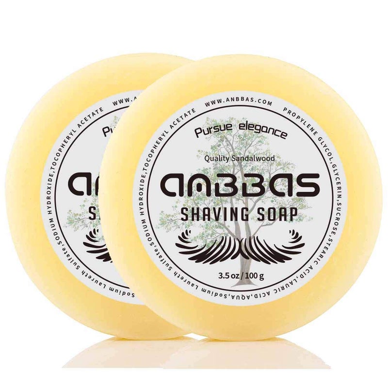 Anbbas Sandalwood Shaving Soap Puck Refill for Men Barber Traditional Wet Shave Latheing2pcs 7oz
