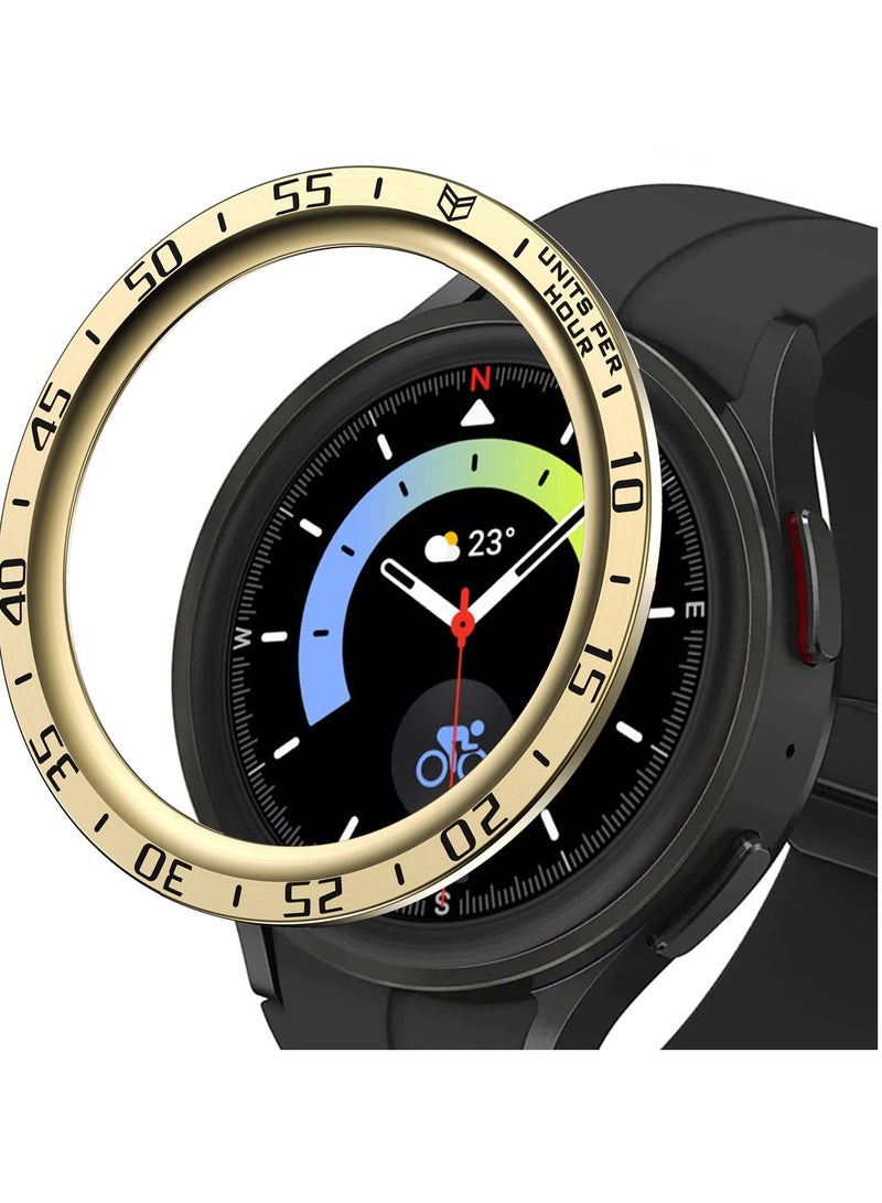 KASTWAVE Bezel Loop Compatible for Samsung Watch 5 Pro Bezel Ring, Stainless Steel Anti Scratch Adhesive Frame Lightweight Watch Bezel Cover for Galaxy Watch 5 Pro 45mm Gold - Image 1