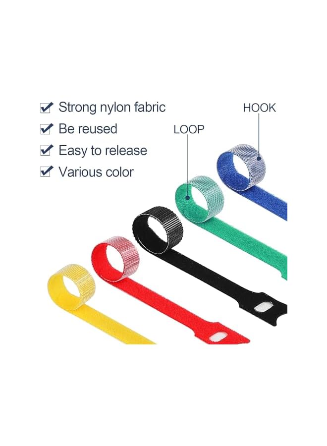 PROMASS 100 PCS Reusable Fastening Cable Ties with Hook and Loop, Multi-purpose Adjustable 6 Inch Cable Management Wire Ties Cable Straps for Organizing Home, Office and Data Centers (Multicolored)  - Image 4