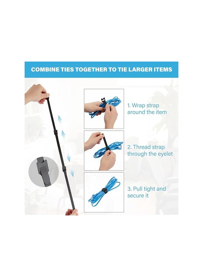 PROMASS 100 PCS Reusable Fastening Cable Ties with Hook and Loop, Multi-purpose Adjustable 6 Inch Cable Management Wire Ties Cable Straps for Organizing Home, Office and Data Centers (Multicolored)  - Image 5