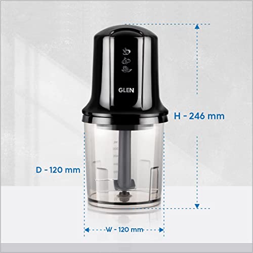 Glen Mini Electric Chopper 250 Watt Vegetable Chopper, Cutter, Whisking Disc Chops Nuts, 400ml, (SA4040BL) - Image 5