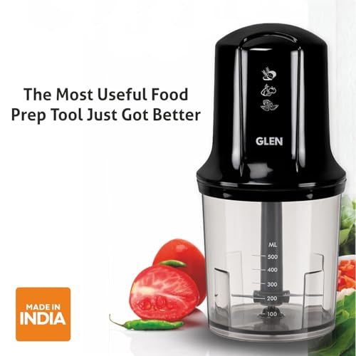 Glen Mini Electric Chopper 250 Watt Vegetable Chopper, Cutter, Whisking Disc Chops Nuts, 400ml, (SA4040BL) - Image 2