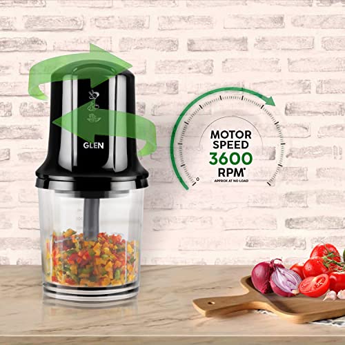 Glen Mini Electric Chopper 250 Watt Vegetable Chopper, Cutter, Whisking Disc Chops Nuts, 400ml, (SA4040BL) - Image 3