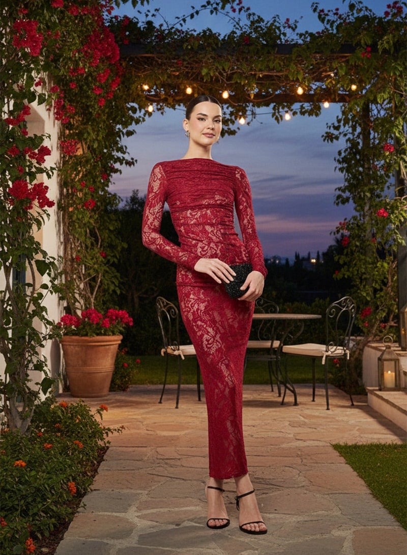 Ginger Backless Lace Bodycon Dress - Image 1