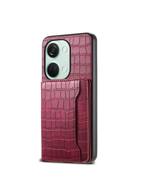 For OnePlus Ace 2V Crocodile Texture Card Bag Design Full Coverage Phone Case(Red)