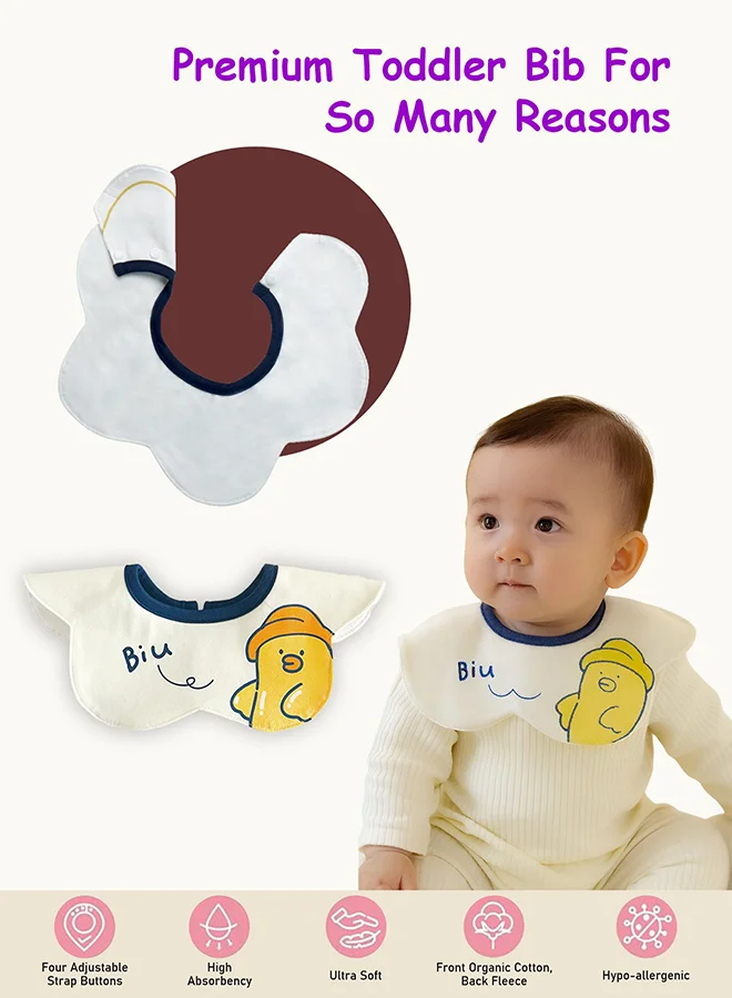 LITTLE SURPRISE BOX Little Surprise Box, 3PCS Set, Duck print premium adjustable button closure & wide shoulder size bibs