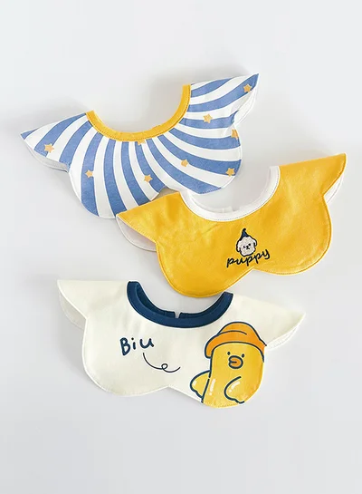 LITTLE SURPRISE BOX Little Surprise Box, 3PCS Set, Duck print premium adjustable button closure & wide shoulder size bibs