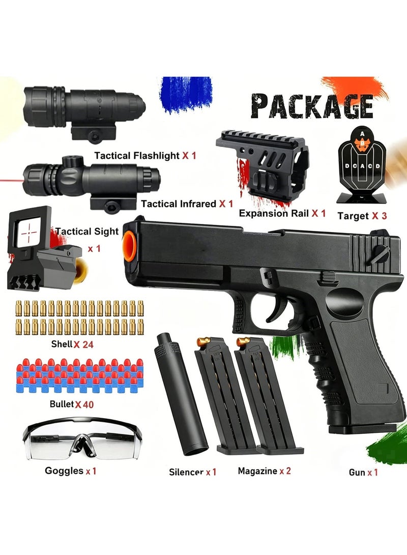 Moonmen Soft Bullet Gun Toy, Shell Ejection Toy Gun, Foam Blaster Pistol Toys with Magazine and EVA Bullets, Children's Gift - Image 2