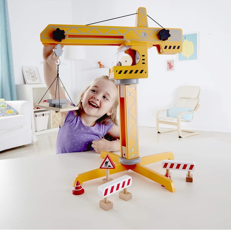 Hape Wooden Crane Lift Toy – Encourages Imaginative Play, Builds Coordination & Creativity, Durable Construction Toy for Kids 3+, Promotes Storytelling & Motor Skills Development - Image 5