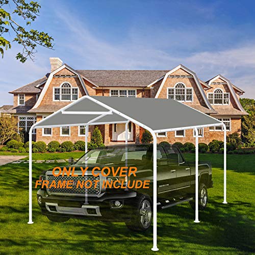 Thanaddo 10 x 20 Ft Carport Replacement Canopy Cover Garage Top Tent Shelter Tarp with Free 44 Ball Bungee Cords,Grey(Only Cover, Frame Not Include) - Image 5
