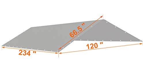 Thanaddo 10 x 20 Ft Carport Replacement Canopy Cover Garage Top Tent Shelter Tarp with Free 44 Ball Bungee Cords,Grey(Only Cover, Frame Not Include) - Image 3