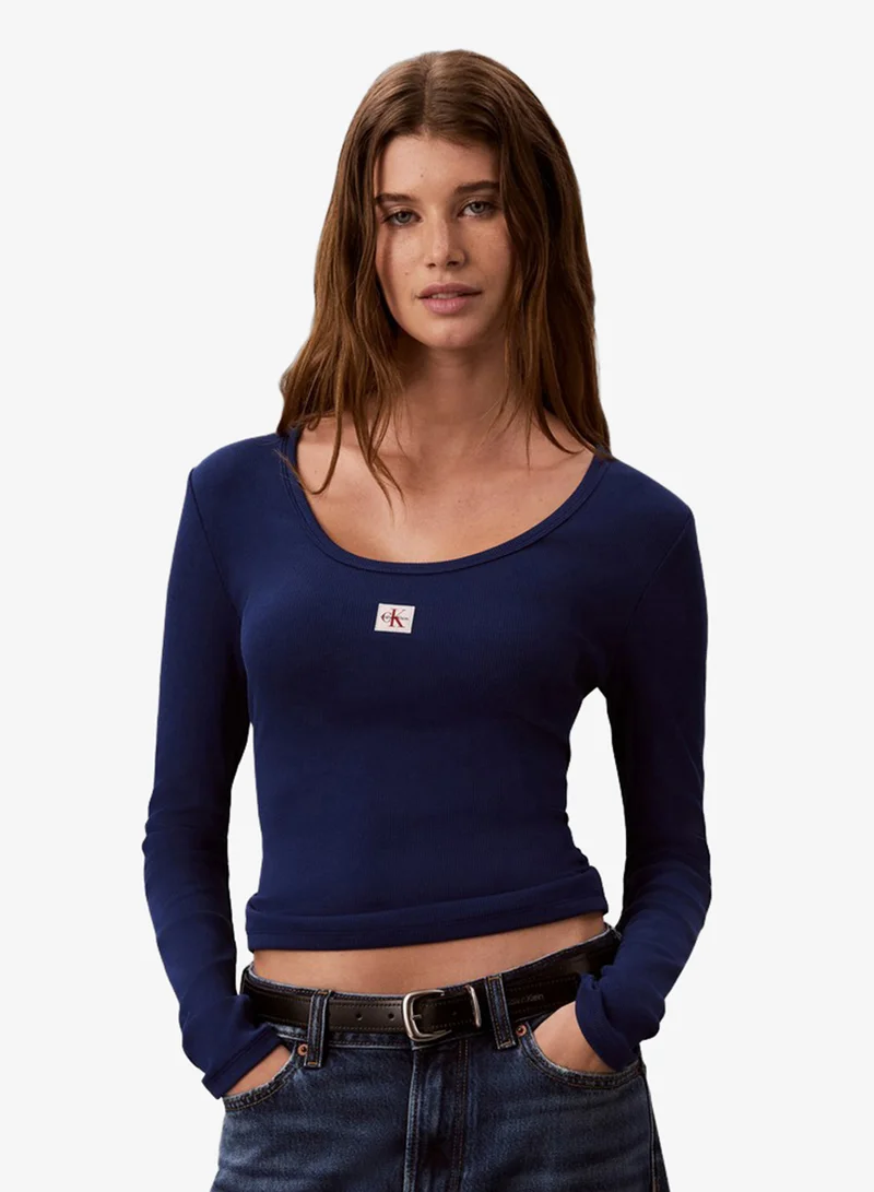 Ribbed Cotton Long Sleeve Top