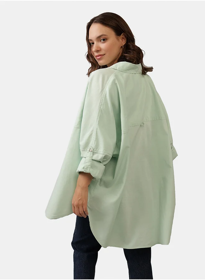 امريكان ايجل Pocket Detail Button Down Oversized Shirt