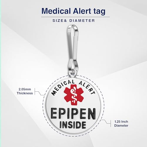 Divoti EpiPen Inside Medical Alert Tag – Reliable Essential Safety ID for Anaphylaxis – High-Visibility Dual-Sided Tag for Backpacks, Medical Kits & EDC – 1 Unit 1.25"/SS/Cable Loop - Image 4