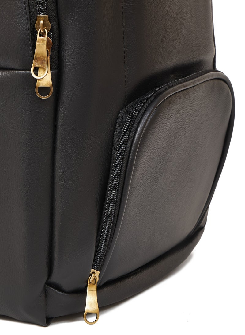 STORYTELLER Faux Premium Vegan Leather Finish Laptop Backpack 20"Black Sleek Elegance and Modernity design - Image 3