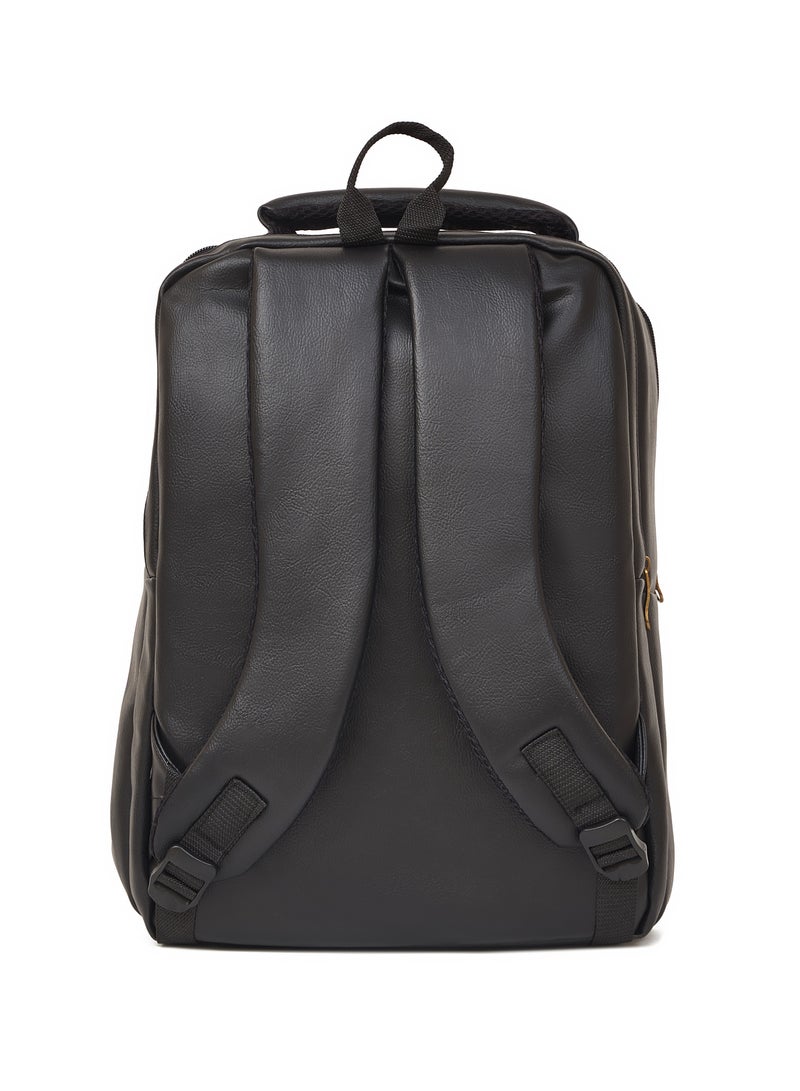 STORYTELLER Faux Premium Vegan Leather Finish Laptop Backpack 20"Black Sleek Elegance and Modernity design - Image 4