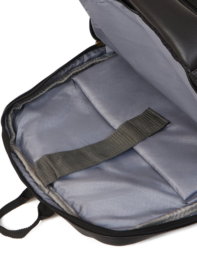 STORYTELLER Faux Premium Vegan Leather Finish Laptop Backpack 20"Black Sleek Elegance and Modernity design - Image 5