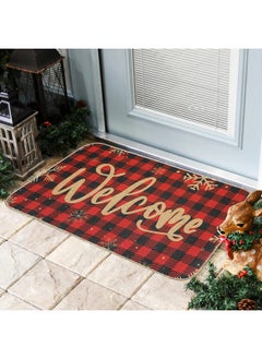 Red And Black Checks Winter Snowflake Welcome Doormat,18 X 30 Inch Black Red Buffalo Plaid Christmas Mat For Indoor Outdoor Home Garage Non-Slip Floor Mat Winter Christmas Welcome Sign - pzsku/Z95898D5117F724CA8D8EZ/45/_/1735214434/4d7fdb1e-274e-4133-a1d8-952580a2f6a8