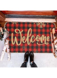 Red And Black Checks Winter Snowflake Welcome Doormat,18 X 30 Inch Black Red Buffalo Plaid Christmas Mat For Indoor Outdoor Home Garage Non-Slip Floor Mat Winter Christmas Welcome Sign - pzsku/Z95898D5117F724CA8D8EZ/45/_/1735214438/09ffe574-de74-4860-b9a6-f17b0d07a00a